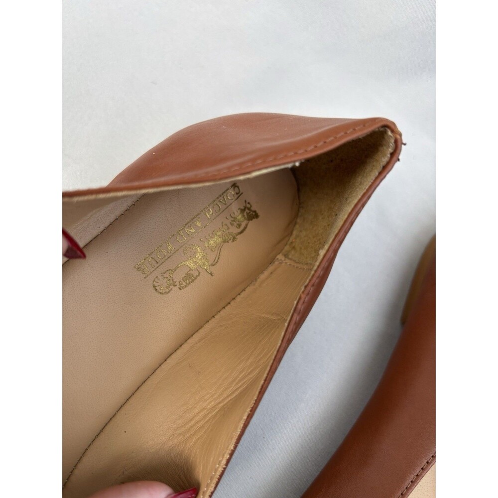 Coach And Four Brown Leather Slip On Ballet Flats Size 9 Made in Italy - Picture 7 of 10